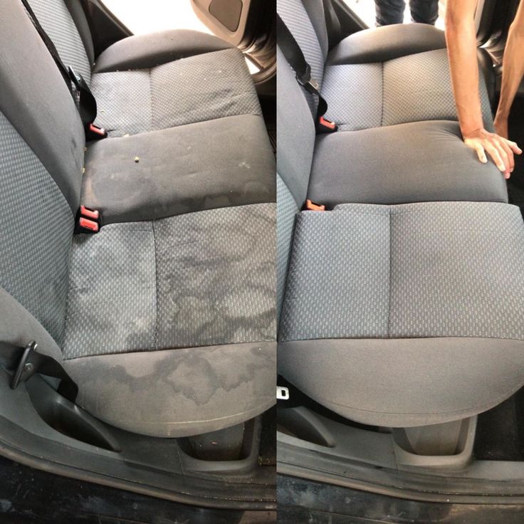 Car seat upholstery before and after deep extraction cleaning